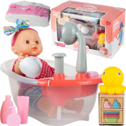 Majlo Toys Baby Shower 29 cm-es baba fürdőkádban, tartozékokkal