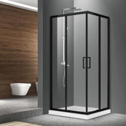 Fluminia Cabina de dus Fluminia, Hector black, 90 x 90 cm, patrata, negru (S02RE02BL 90X200)