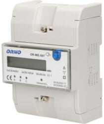 ORNO OR-WE-507 Digitális fogyasztásmérő, 3 fázisú, 5 modul, 120A, DIN TH-35mm (OR-WE-507)