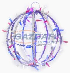 Tronix 571-050 Kültéri 3D-dekor gömb, 35cm, fehér kábellel, piros, fehér & kék LED (571-050)