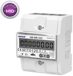 ORNO OR-WE-513 Digitális fogyasztásmérő, 3 fázisú, 80A, MID, DIN TH-35mm (OR-WE-513)