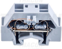 TRACON TSKD1, 5D Mini rugós ipari sorozatkapocs, csavarral rögzíthető, szürke 400V 18A 0.08-1.5 mm2 2P, 10 db/csomag (TSKD1,5D)