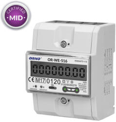 ORNO OR-WE-516 Digitális fogyasztásmérő RS-485-tel, 3 fázisú, 80A, MID, DIN TH-35mm (OR-WE-513)