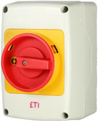 ETI 004773178 CS 40 91 PNGLK tokozott kétpólusú sárga-piros BE-KI kapcsoló, lakatolható 40A (004773178)