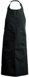 Karabian Fekete zsebes mellrészes kötény, állítható nyakpánttal (ka890bl)