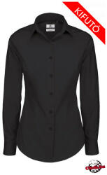 B&C. hu Női hosszú ujjú blúz - fekete, B&C sztreccs puplin (swp2300)