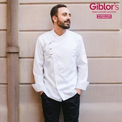 Giblor's szakácskabát - fehér, hosszú ujjú, díszpatentos (17P08G957)