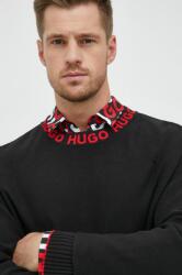 HUGO BOSS pamut pulóver könnyű, férfi, fekete - fekete L