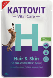 KATTOVIT Vital Care 12x85g Kattovit Vital Care Hair & Skin szárnyas tasakos nedves macskatáp