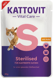 KATTOVIT Vital Care 12x85g Kattovit Vital Care Sterilised csirke tasakos nedves macskatáp
