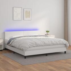 vidaXL fehér műbőr rugós ágy matraccal és LED-del 180x200 cm (3134118) - vidaxl