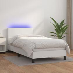 vidaXL fehér műbőr rugós ágy matraccal és LED-del 90x190 cm (3134076) - vidaxl