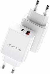 Dux Ducis Hálózati töltő adapter USB és USB Type-C PD 20W, QC 18W fehér