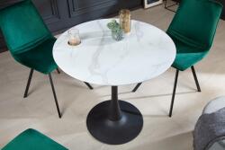 LuxD Kerek étkezőasztal Saima 80 cm fehér-fekete - márvány utánzata