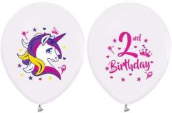 2 éves Unikornis Happy Birthday léggömb, lufi 5 db-os