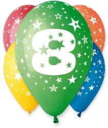8 éves Happy Birthday léggömb, lufi 5 db-os (30, 5 cm)