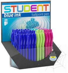 ICO Student golyóstoll, vidám élénk színű tolltest - kék írás