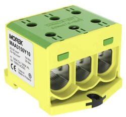 Morek MAA3150Y10 OTL 150-3 Fővezetéki sorkapocs, 3xAl/Cu 25-150, 1000V, zöld/sárga (Morek_MAA3150Y10)