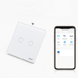 Tosyco Întrerupător dublu WIFI cu touch (tactil) din sticlă [CLONE] (TOS-C2G1WWIFI-ECO-W)