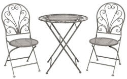 Clayre & Eef Set masa si 2 scaune gri Ø 70x76 cm, 40x47x94 cm (5Y0693) - decorer