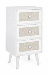 Bizzotto Comoda 3 sertare lemn alb natur Montiel 38x30.5x72.5 cm (0744876) Comoda