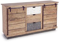 Bizzotto Comoda cu 4 sertare si 2 usi mobile din lemn mango maro gri alb Tudor 150 cm x 38 cm x 85 h (0745496) Comoda