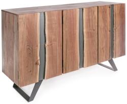 Bizzotto Comoda lemn natur cu insertie metal gri si picioare fier gri Aron 145 cm x 40 cm x 85 h (0745488) Comoda