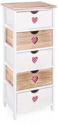 Bizzotto Comoda 5 sertare din lemn alb natur rosu Chalet 40 cm x 29 cm x 90 h (0210125) - decorer