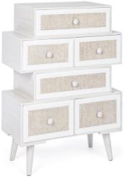 Bizzotto Comoda 6 sertare din lemn alb bej crem Montiel 60 cm x 30 cm x 83 h (0744881) Comoda