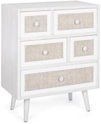 Bizzotto Comoda cu 5 sertare din mdf gri patinat si textil natur Montiel 60 cm x 33 cm x 72.5 h (0744880) Comoda
