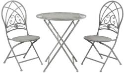 Clayre & Eef Set 2 scaune pliabile si masa fier forjat gri antichizat Ø 70 cm x 76 h / 40 cm x 40 cm x 92 h (x2) (5Y0387) - decorer