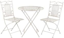 Clayre & Eef Set 2 scaune pliabile si masa fier forjat alb patinat Leaves (5Y0385)