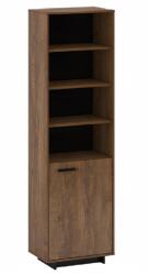 Mobikon Biblioteca mdf maro stejar bolzano negru Delis 58.9x38x201.2 cm (0000303572) Vitrina