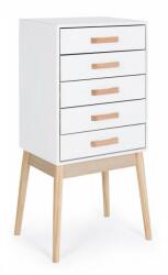 Bizzotto Comoda 5 sertare lemn alb natur Ordinary 43x30x88 cm (0740048) Comoda