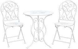 Clayre & Eef Set 2 scaune pliabile si masa fier forjat alb negru Ø 60 cm x 70 h, 40 cm x 40 cm x 92 h (5Y0192) - decorer
