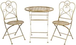 Clayre & Eef Set 2 scaune pliabile si 1 masa din fier auriu Ø 70 cm x 75 h (5Y0222GO) - decorer