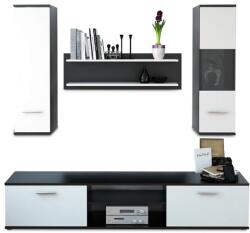 Mobikon Set mobilier living pal negru alb Waw 188x30x165 cm (0000190432)