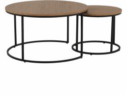 Mobikon Set 2 masute cafea mdf maro stejar metal negru Iklin 80x45 cm, 50x40 cm (0000261524) Masa de cafea