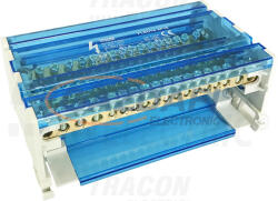 TRACON FLSO16-4P16 Moduláris elosztóblokk nyitható fedéllel 4×16(10) mm2 / 12×10(6) mm2, 500VAC/DC, 80A (FLSO16-4P16)