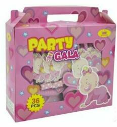 Mirific Party Set pentru petrecere copii, 36 piese, ochelari, coifuri, pahare, farfurii, paie si suflatori roz (89135)