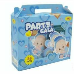 Mirific Party Set pentru petrecere copii, Bebelus albastru, 36 piese, ochelari, coifuri, pahare, farfurii, paie si suflatori (89136)