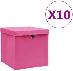 vidaXL Cutii depozitare cu capace, 10 buc. , roz, 28x28x28 cm (325206)