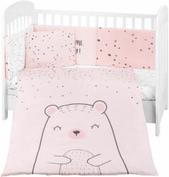 KikkaBoo Set de dormit pentru bebelusi din 6 piese KikkaBoo - Bear with me, roz, 60 x 120 cm (41101060117) Lenjerii de pat bebelusi‎, patura bebelusi