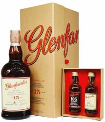 Glenfarclas 15 Ani Whisky 0.7L + Glenfarclas 105 0.05L + Glenfarclas 25 Ani 0.05L, 46%