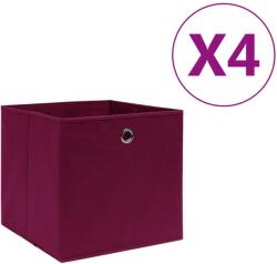 vidaXL Cutii depozitare, 4 buc. , roșu închis, 28x28x28 cm, textil (325199) - comfy