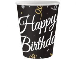 GoDan S. A Papír pohár 6 db/cs --Happy Birthday, fekete,