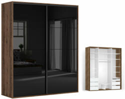 BRW Гардероб FLEX 200 / 66 / 240 см черен гланц (12/200-66-240/monastery/black-lacobel/flex/brw)