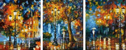Ipicasso Set 3 picturi pe numere, cu sasiu, Plimbare noaptea in parc - Leonid Afremov, 50 x 120 cm (PC34050001)
