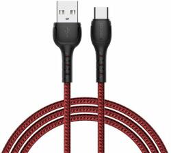 Recci RTC-N16CR 3A TypeC-USB szövet kábel, piros - 1m (RTC-N16CR)
