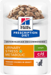 Hill's Hill's Prescription Diet Pachet economic Hill´s Hrană pisici - c/d Multicare Stress + Metabolic, pui (24 plicuri x 85 g)